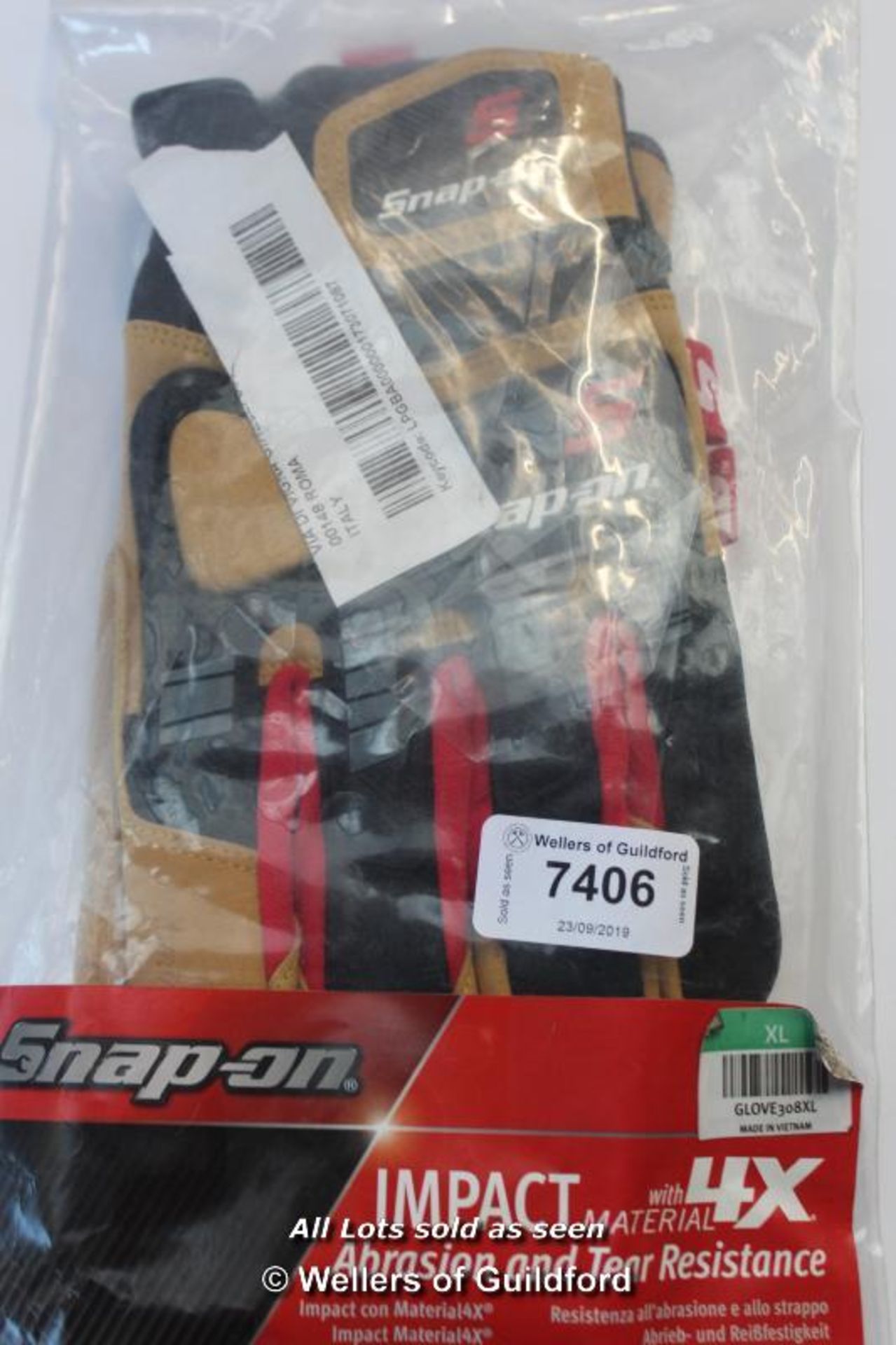 *SNAP ON IMPACT 4X GLOVES ABRASION AND TEAR RESISTANCE IN XLARGE NEW [LQD90]