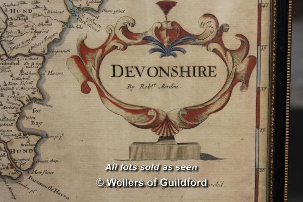 After Robert Morden, maps, Devonshire 34 x 40cm; Cornwall 35.5 x 42cm. (2) - Image 3 of 5