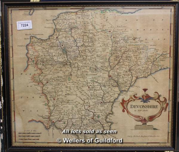 After Robert Morden, maps, Devonshire 34 x 40cm; Cornwall 35.5 x 42cm. (2) - Image 2 of 5