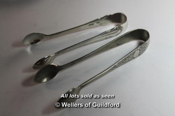 Pair of silver sugar nips and a silver napkin ring, 45g; a quantity of silver plated wares including - Image 16 of 17