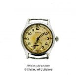*Moeris military wristwatch, circular cream dial with Arabic numerals and subsidiary seconds dial,