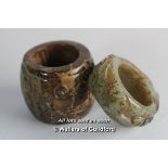 Two Chinese hardstone thumb rings.