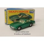 Matchbox Lesney no.75b, Ferrari Berlinetta, mettallic green body, cream interior, regular wheels,