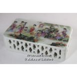 A Chinese polychrome rectangular paperweight, 13cm long.