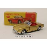 Dinky Toys no.114, Triumph Spitfire ' I've got a Tiger in my tank' sticker on the boot, gold body,