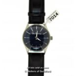 Gentlemen's Ben Sherman wristwatch, circular black dial with baton hour markers, on a black strap,