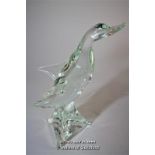 Licio Zanetti, Murano, clear glass sculpture of a penguin, 35cm.