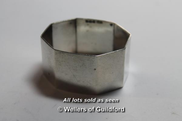 Pair of silver sugar nips and a silver napkin ring, 45g; a quantity of silver plated wares including - Image 14 of 17