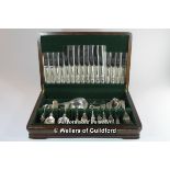Atkinson Bros, Sheffield, wooden canteen of silver plated kings pattern cutlery, eight place,