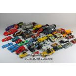Assorted die - cast and toy cars to include Dinky Johnson Road Sweeper, Lledo Blue Bird, Corgi