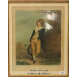 A lithograph depicting a young boy, signed Arthur L. Cox, blind stamped 'ZTFF', dated 1931, framed