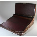 A Victorian brass bound mahogany writing slope, 50.25cm wide.