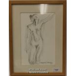 A nude sketch of a lady, signed Margaret J Robinson 2001, framed and glazed, 29 x 19cm