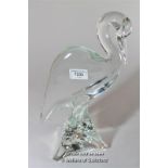 Licio Zanetti, Murano, clear glass sculpture of a heron, 34cm.