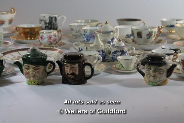 A quantity of mostly miniature cups and saucers; six Artone miniature teapots; a blue and white - Image 3 of 7