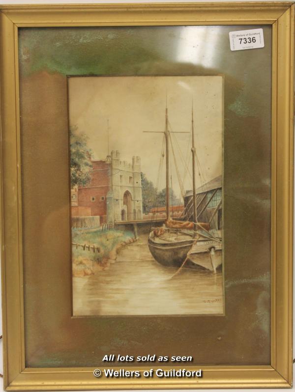 Eastgate Kings Lynn, water colour on paper, framed and glazed, signed F.Foster, 28 x 18cm