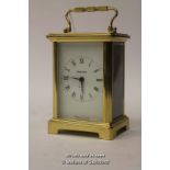 A French brass carriage clock, the white enamel dial signed Bayard