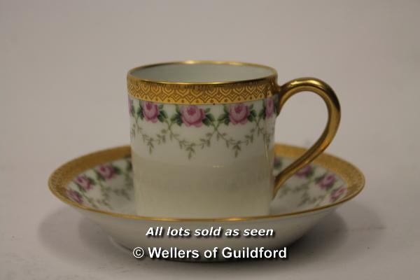 *F. Paulhat Limoges, gold rimmed porcelain esspresso cup with saucer (Lot subject to VAT)