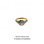 *Single stone diamond ring, illusion set old cut diamond, weighing an estimated 0.50ct, with a