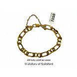 9ct yellow gold bracelet with safety chain, weight 19.5 grams