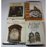 Four books about antique clocks including Eric Bruton, The Longcase Clock, 1976.