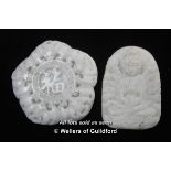 Two Chinese white hardstone pendants.