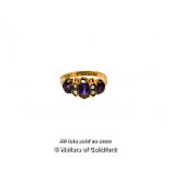 *Amethyst and seed pearl ring, mounted in 9ct yellow gold, gross weight 1.7 grams, ring size O½ (Lot