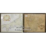 After Robert Morden, maps, Devonshire 34 x 40cm; Cornwall 35.5 x 42cm. (2)