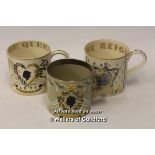 Richard Guyatt for Wedgwood, three commemorative mugs comprising the 25th Wedding Anniversary of