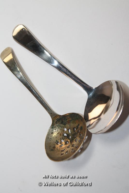 Pair of silver sugar nips and a silver napkin ring, 45g; a quantity of silver plated wares including - Image 8 of 17