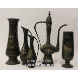 A Vintage brass decorated coffee pot and drinks items, made in India (5)