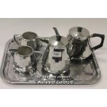 Swan Doric Ware part set comprising of coffee pot, tea pot, milk jug, sugar bowl and tray (5)