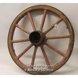 *Vintage old wooden cart wagon wheel, 59cm, 10.8kg (Lot subject to VAT) (LQD98)