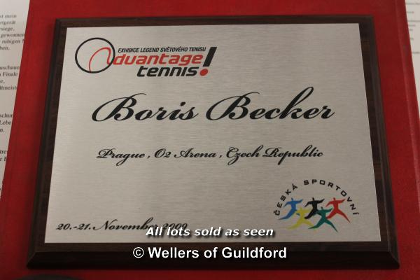 *Boris Becker: modern brass bound rectangular box containing factual cards detailing highlights of - Image 2 of 5