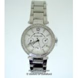 *Ladies' Michael Kors MK5615 wristwatch, circular white textured dial with white stone set baton