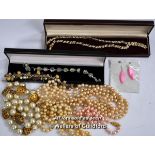 *Selection of costume jewellery, including crystal necklace and imitation pearls (Lot subject to