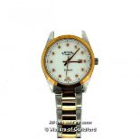 *Ladies' Rotary wristwatch, ciruclar mother of pearl dial with diamond dot hour markers, in two-tone