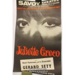 *Juliette Greco Stunning Concerts Poster March & April 1965 Savoy Theatre London- (Lot Subject To