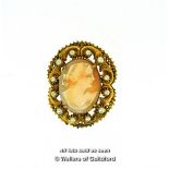*Florenza shell cameo with openwork border set with imitation seed pearls (Lot subject to VAT)