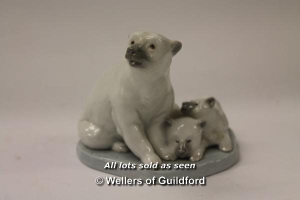 Lladro Inuit child with polar bear cub; three Lladro polar bear figure groups with adult and cubs ( - Image 4 of 8