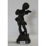 *Reproduction bronze cherub after Moreau, 29cm including marble base.(Lot subject to VAT)
