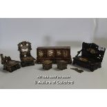 *Chinese hardstone minature furniture including sideboard, tables and chairs, the sideboard 20cms