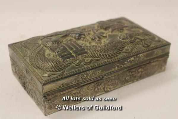 A Chinese rectangular metal box, 15cm wide. - Image 2 of 2