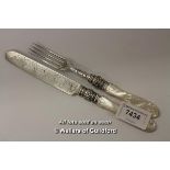 *Victorian silver plate and mother of pearl knife and fork c1870 (Lot subject to VAT) (LQD98)