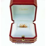 *Pair of Cartier Akoya pearl ear studs, 6.6mm pearls mounted in 18ct rose gold, in original box (Lot
