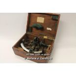 *A cased laqured iron sextant with brass dials no. H0.159 (Lot subject to VAT)