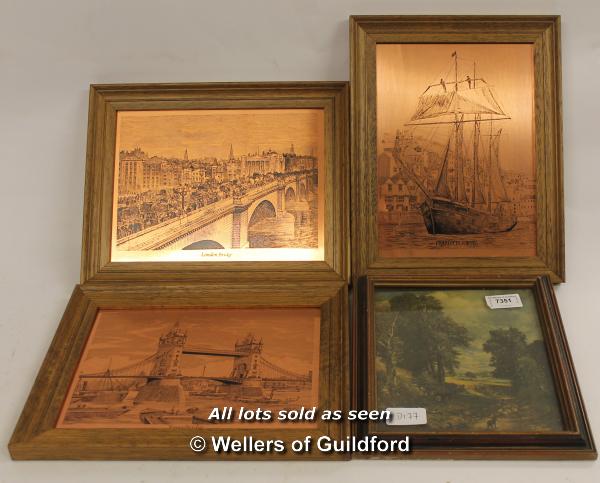 Three copper engravings and a print.
