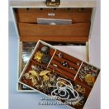 Jewellery box containing a selection of costume jewellery