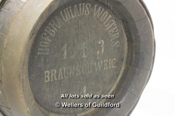 *Antique oak beer barrel by Hofbrauhaus Wolters, signed top (Lot subject to VAT) (LQD98) - Image 3 of 4