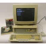 Retro computing: Amstrad PC1640 SD computer and PC-ECD monitor with mouse, keyboard, software floppy